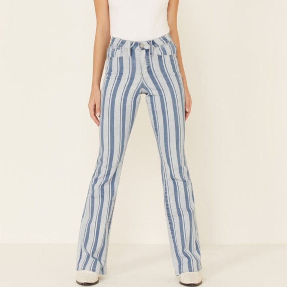 Trendy Striped Flare Bootcut Jeans 24x34